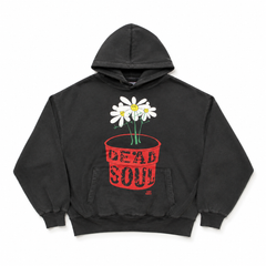 De La Soul Daisy Pot Vintage Washed Black Oversized Hoodie