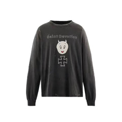 Saint Michael Saint Devotion Devil Cartoon Vintage Washed Long Sleeve Tee