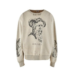 Saint MXXXXXX Aries Greek Statue Vintage Distressed Crewneck Sweatshirt