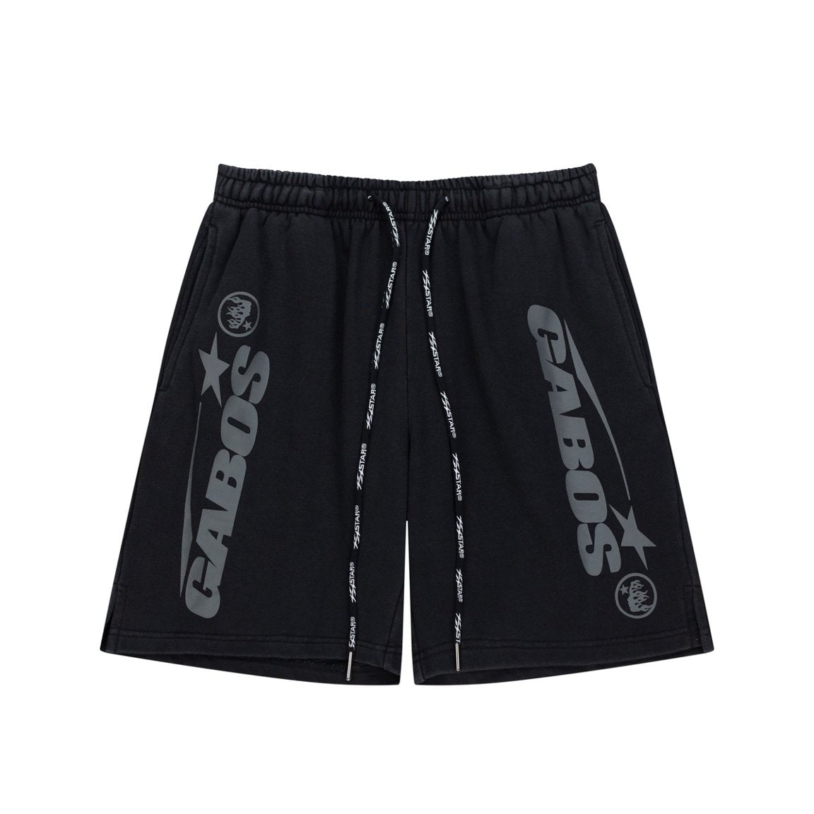 Gabos Logo Graphic Casual Shorts - Black Drawstring Streetwear Sweatshorts