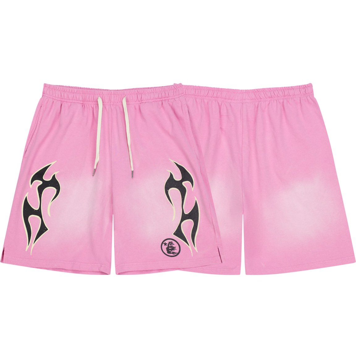 Pink Tribal Flame Graphic Casual Shorts - Drawstring Streetwear Shorts