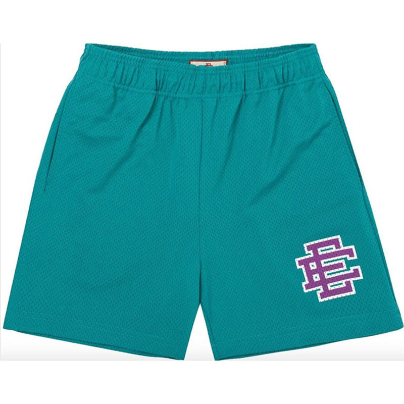 Eric Emanuel Basic Mesh Shorts Teal Purple Ee Logo Athletic Shorts
