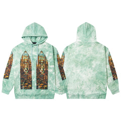 WHO DECIDES WAR EDEN TIE‑DYE STAINED‑GLASS HOODIE SKY GREEN
