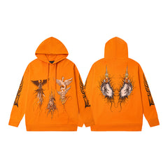 WHO DECIDES WAR MYTHICAL CREATURES ORANGE PULLOVER HOODIE