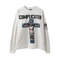 Saint Michael Complicated Cross Speaker Vintage Washed Off‑White Long Sleeve Tee