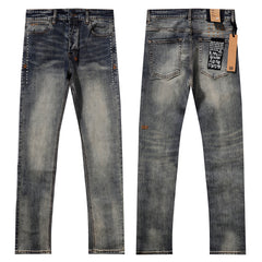 Ksubi Style Side Studded Slim Fit Jeans - Vintage Tinted Grey Denim